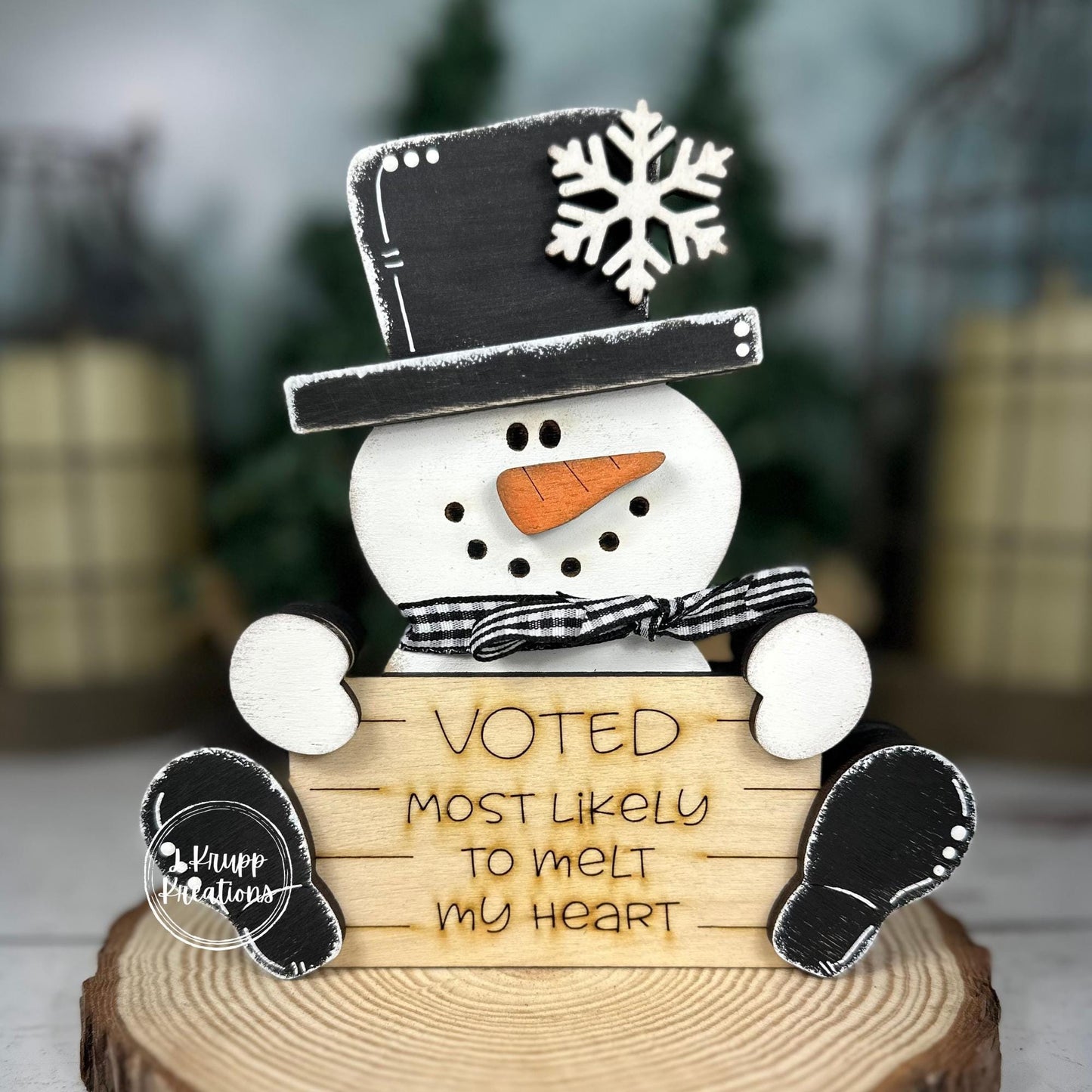 Chunky Wood Snowman: Charming Christmas Shelf Accent