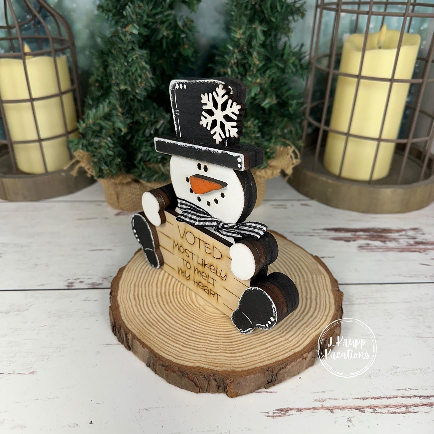 Chunky Wood Snowman: Charming Christmas Shelf Accent