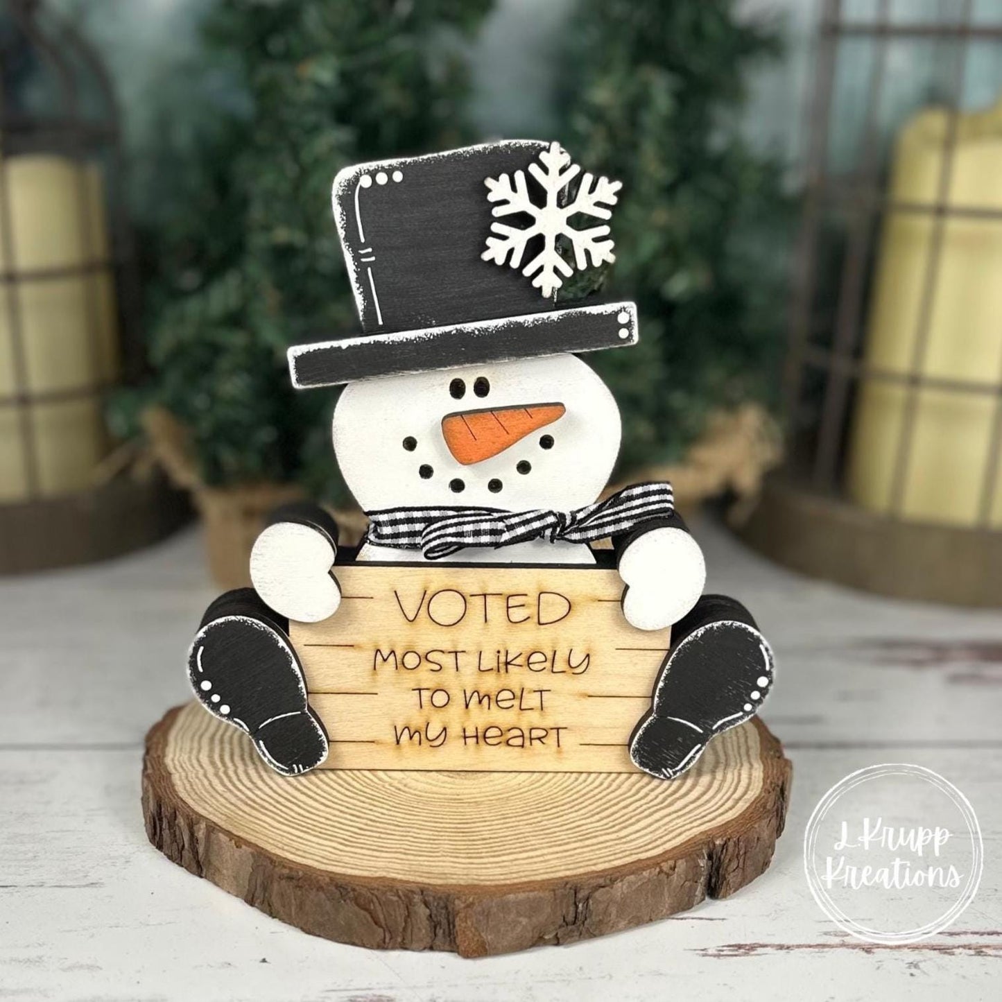 Chunky Wood Snowman: Charming Christmas Shelf Accent