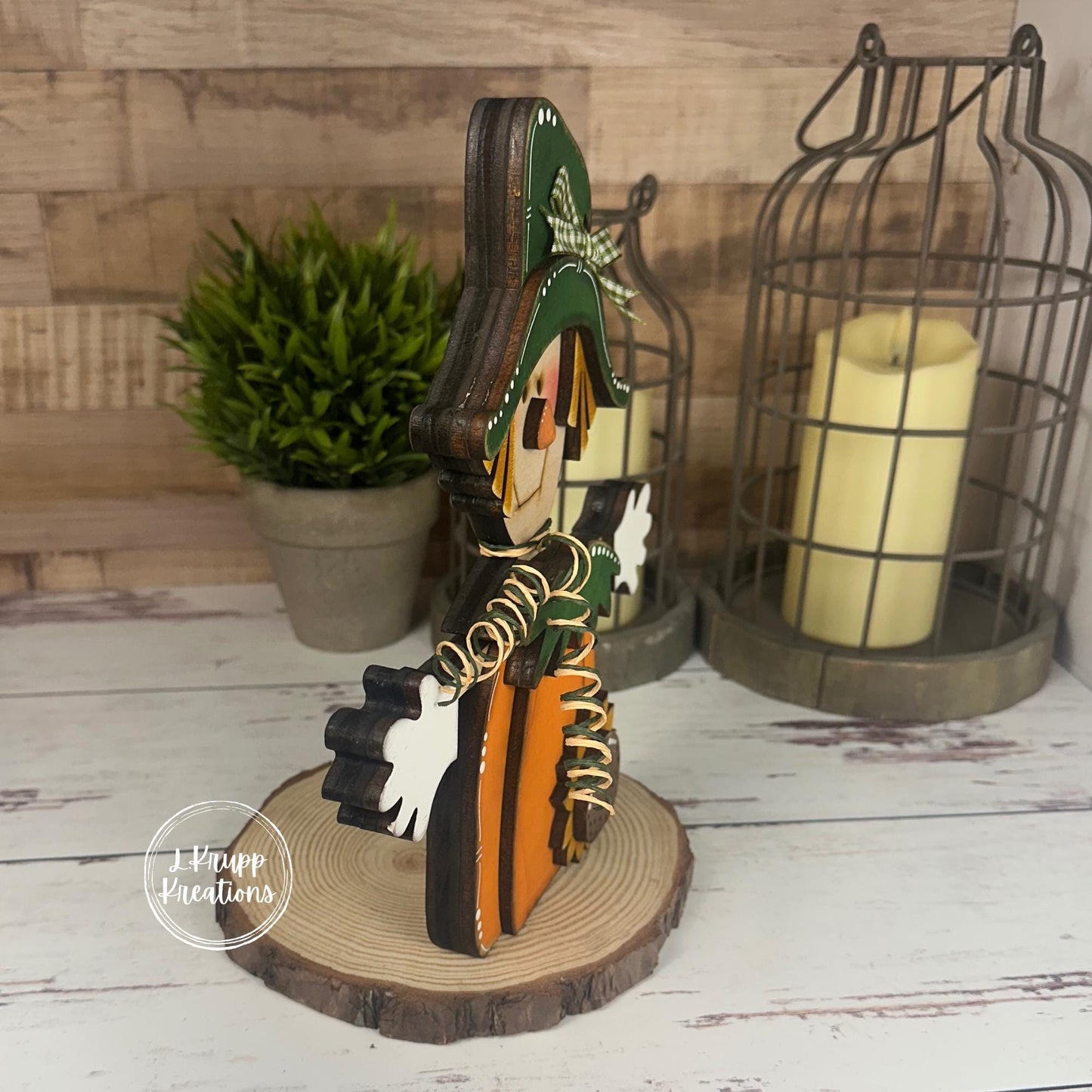 Charming Wooden Scarecrow Shelf Sitter for Fall Farmhouse Vibes