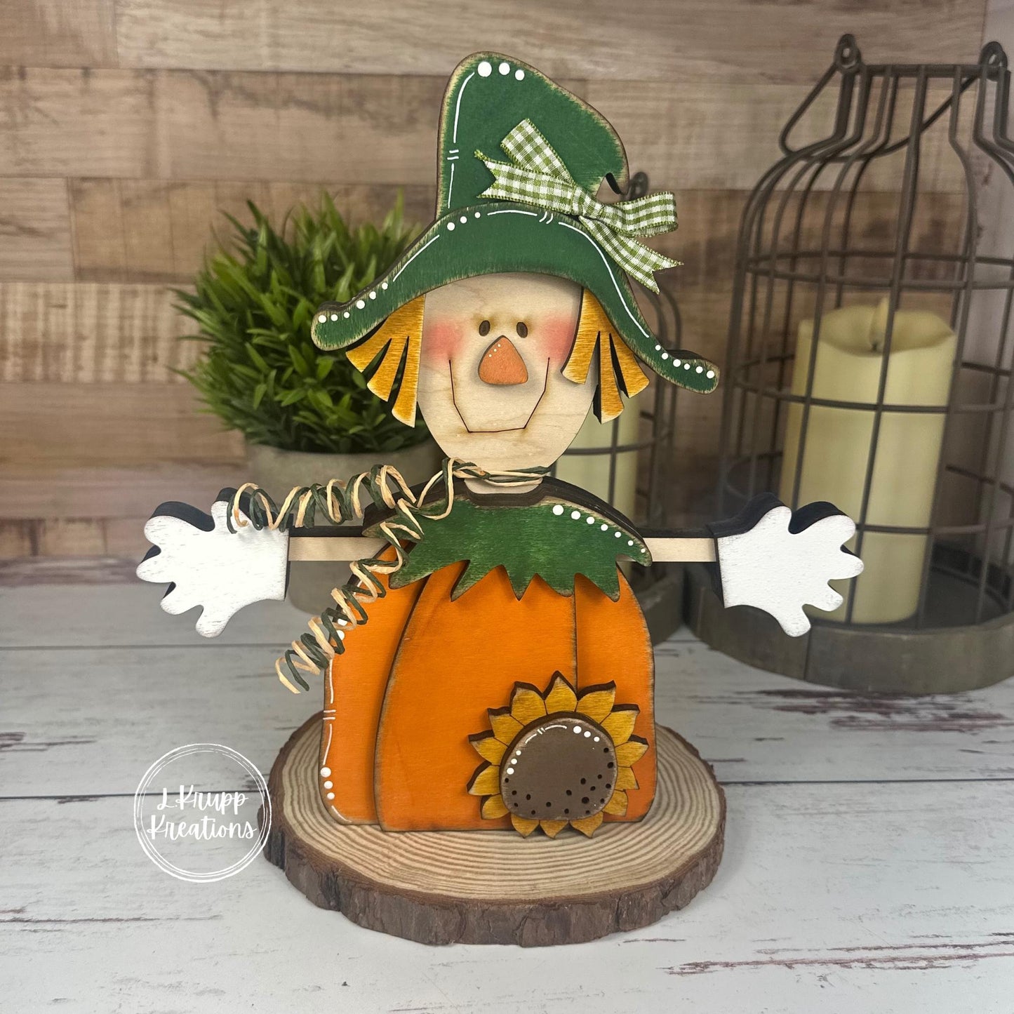 Charming Wooden Scarecrow Shelf Sitter for Fall Farmhouse Vibes