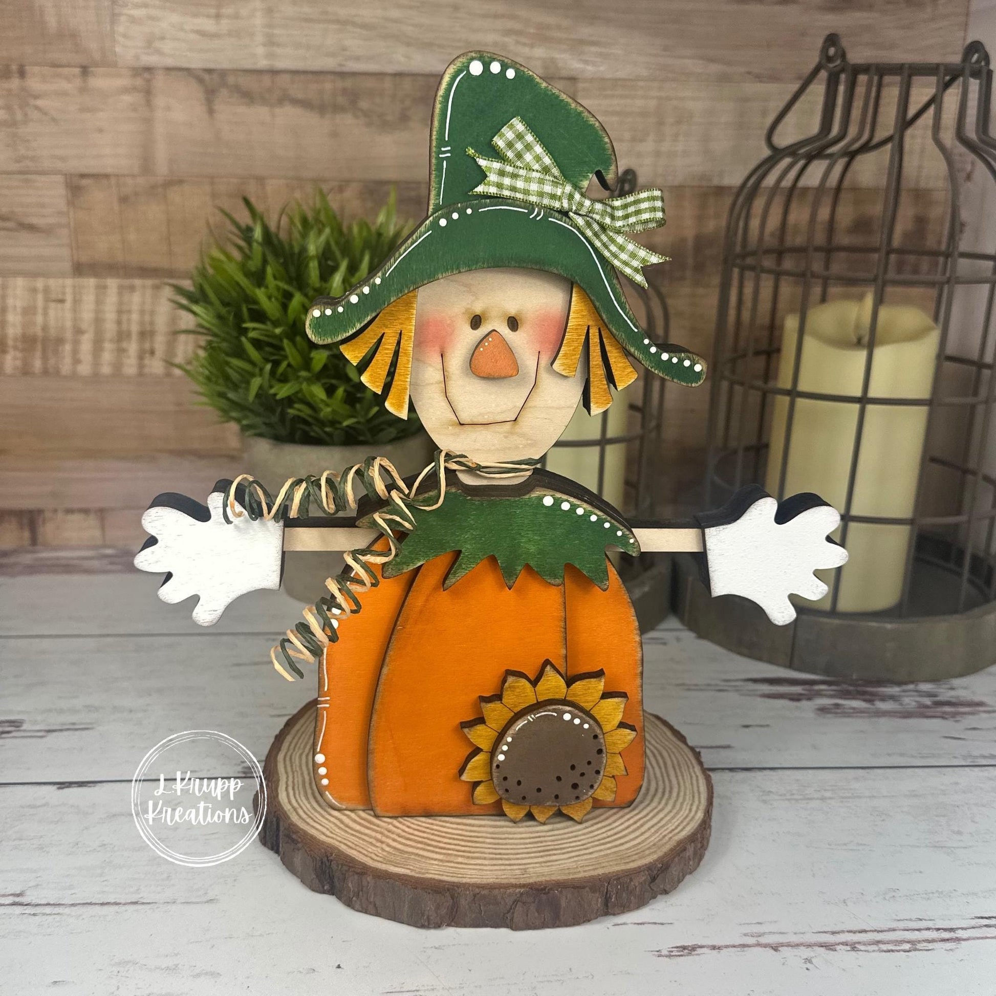 Charming Wooden Scarecrow Shelf Sitter for Fall Farmhouse Vibes