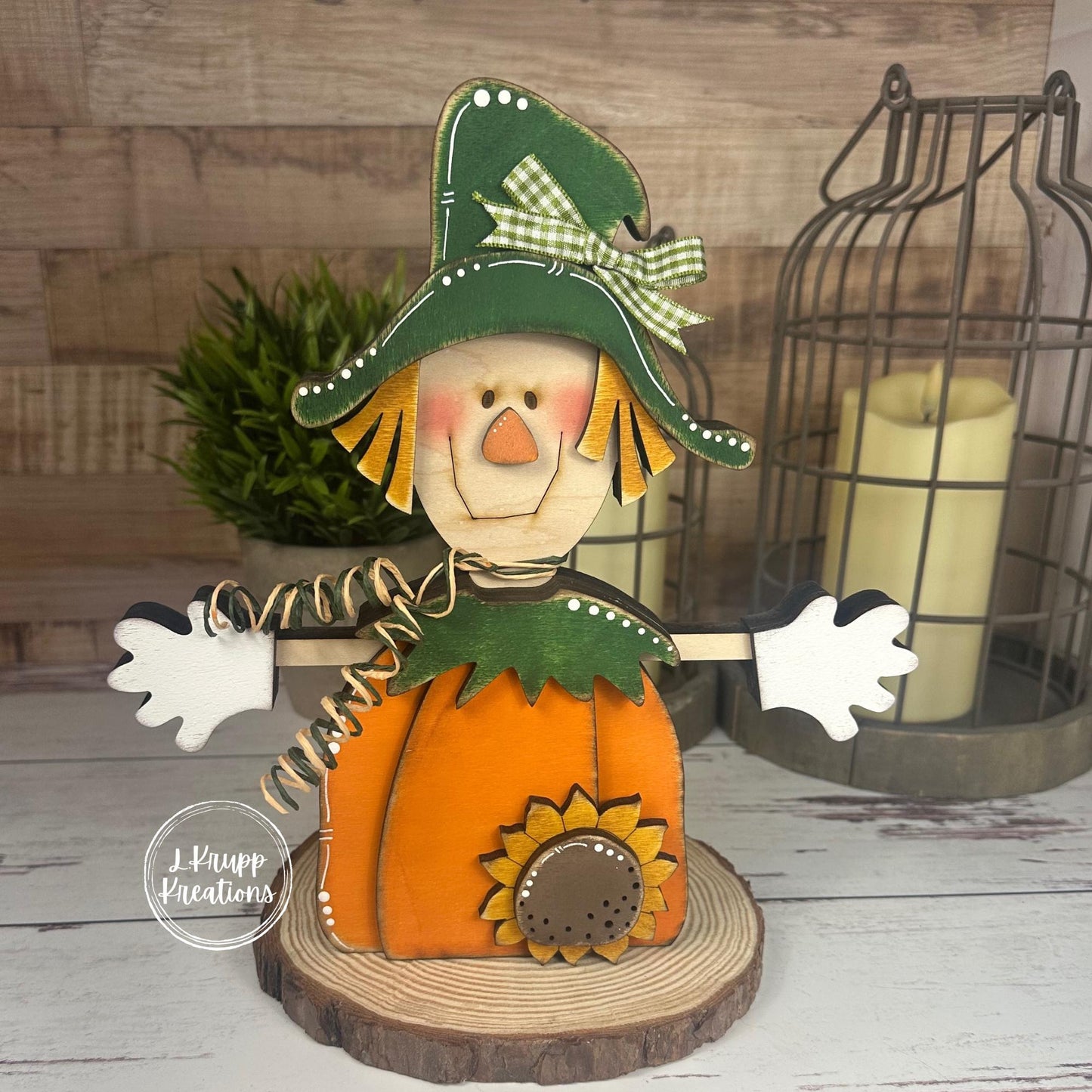 Charming Wooden Scarecrow Shelf Sitter for Fall Farmhouse Vibes