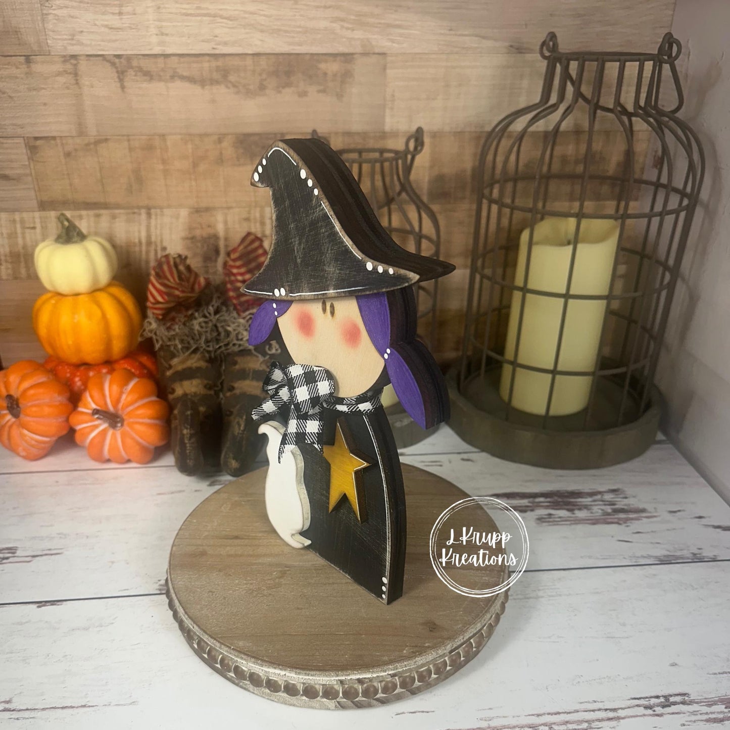 Not-So-Spooky Wood Witch Farmhouse Halloween Décor, Rustic Charm, Primitive Style