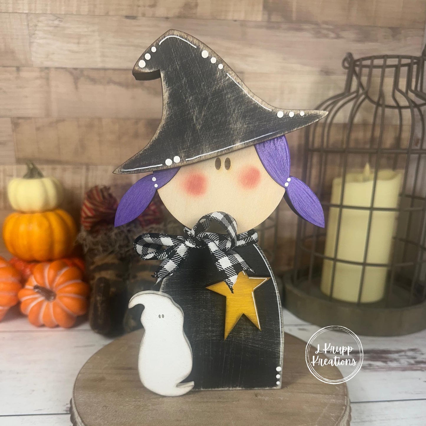 Not-So-Spooky Wood Witch Farmhouse Halloween Décor, Rustic Charm, Primitive Style