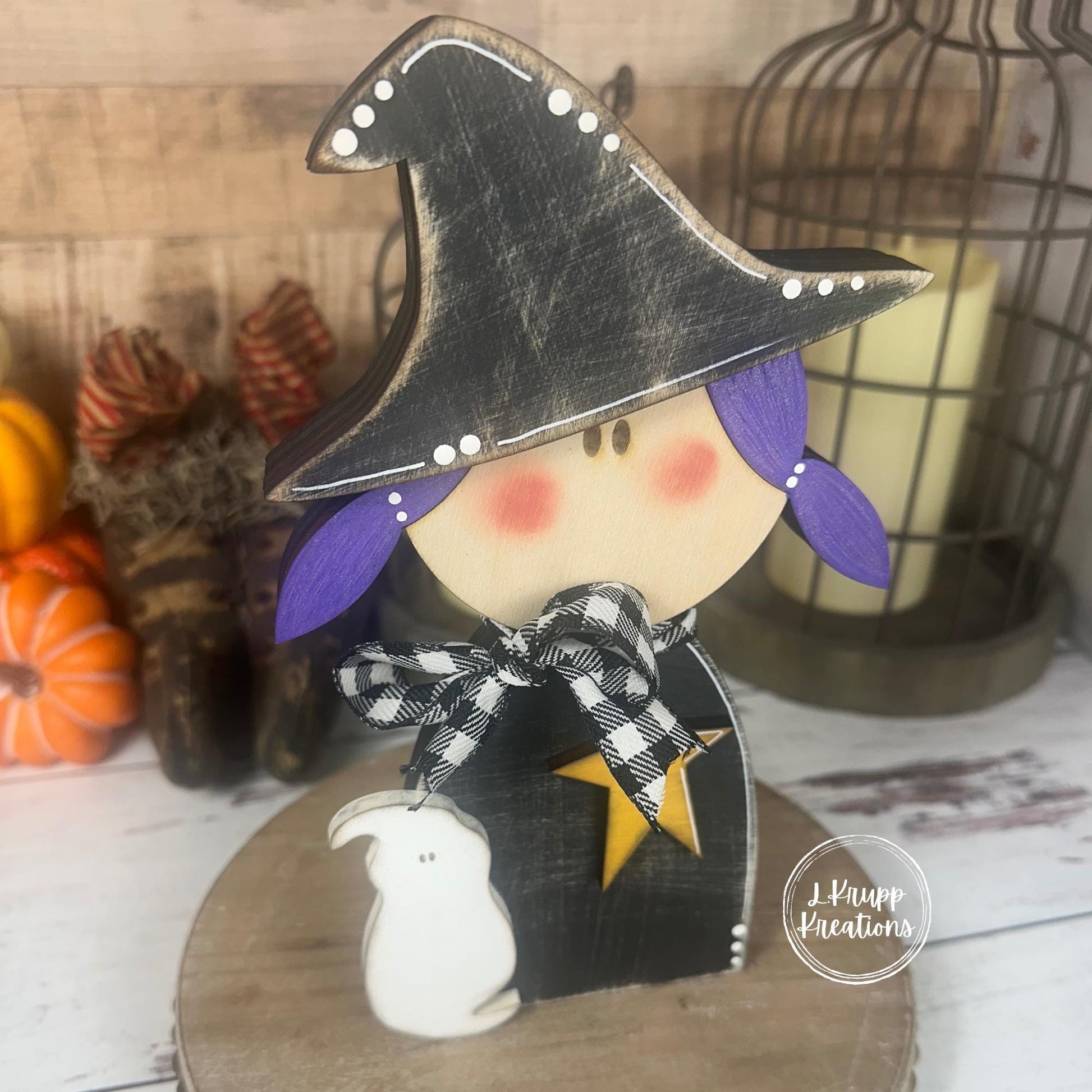 Not-So-Spooky Wood Witch Farmhouse Halloween Décor, Rustic Charm, Primitive Style