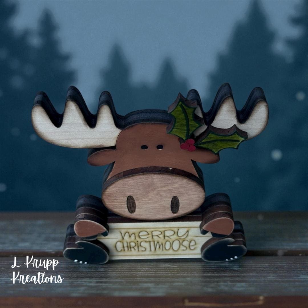 Rustic Moose Shelf Sitter - Wood Christmas Decoration