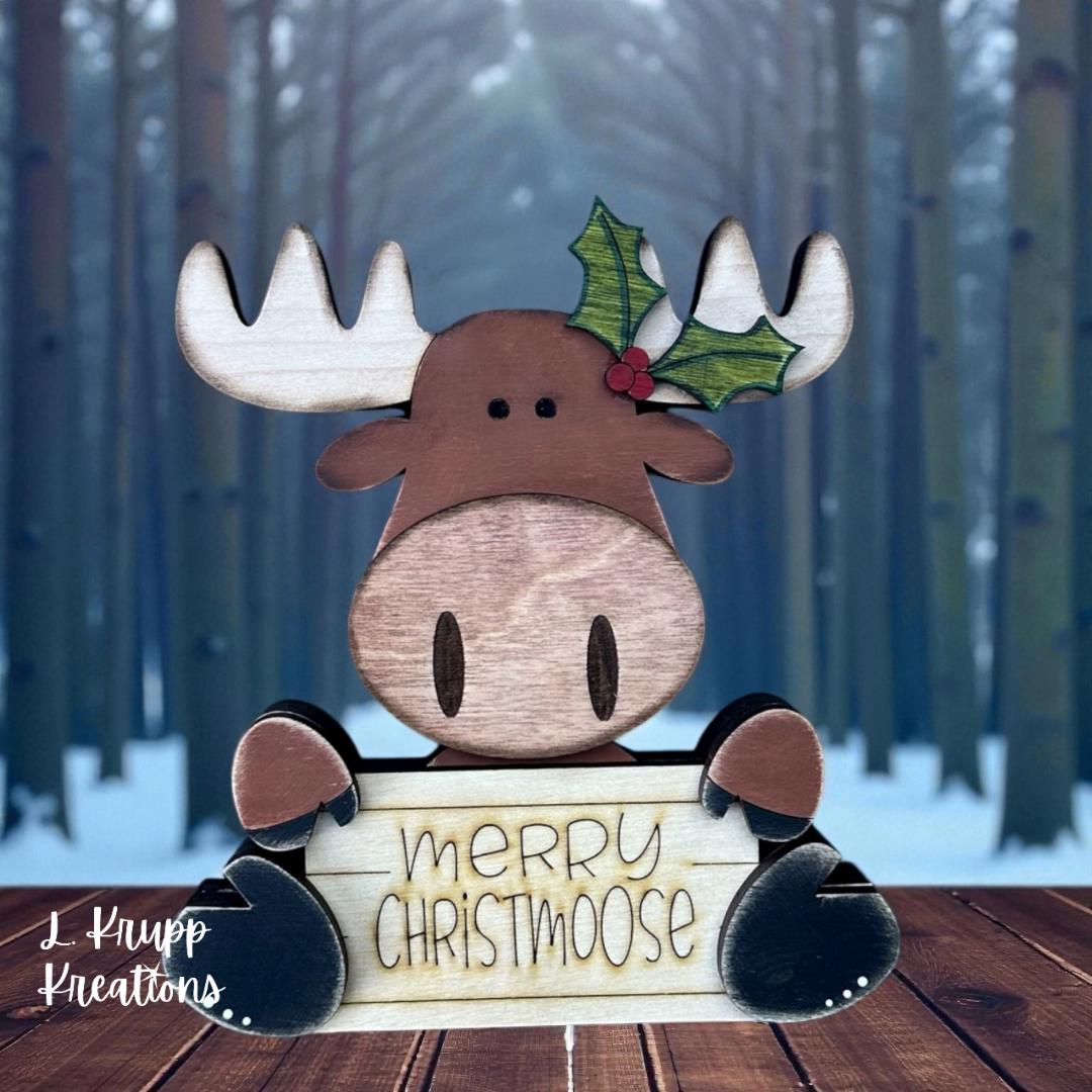 Rustic Moose Shelf Sitter - Wood Christmas Decoration