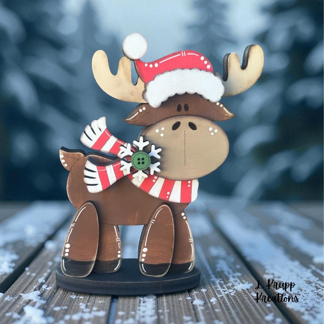 Woodland Moose Shelf Sitter - Unique Rustic Christmas Decor for Your Home