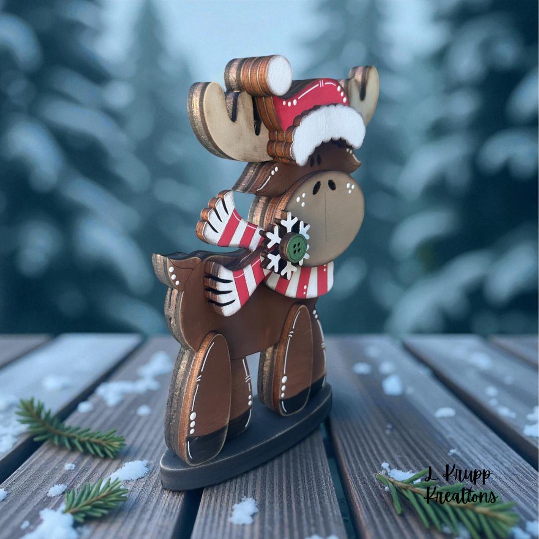 Woodland Moose Shelf Sitter - Unique Rustic Christmas Decor for Your Home