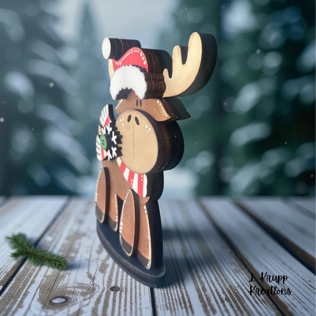 Woodland Moose Shelf Sitter - Unique Rustic Christmas Decor for Your Home