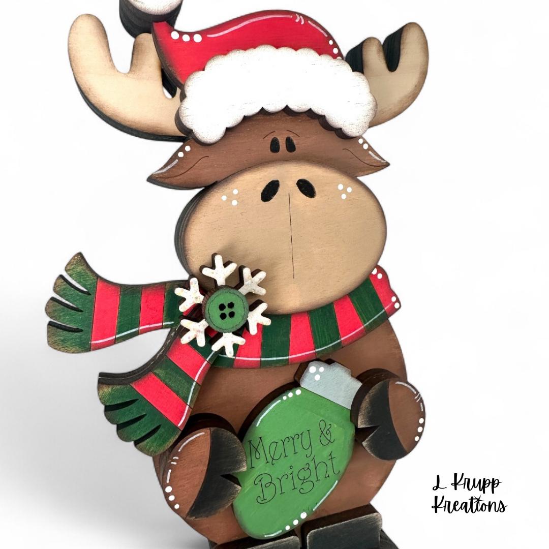 Woodland Moose Shelf Sitter - Unique Rustic Christmas Decor for Your Home