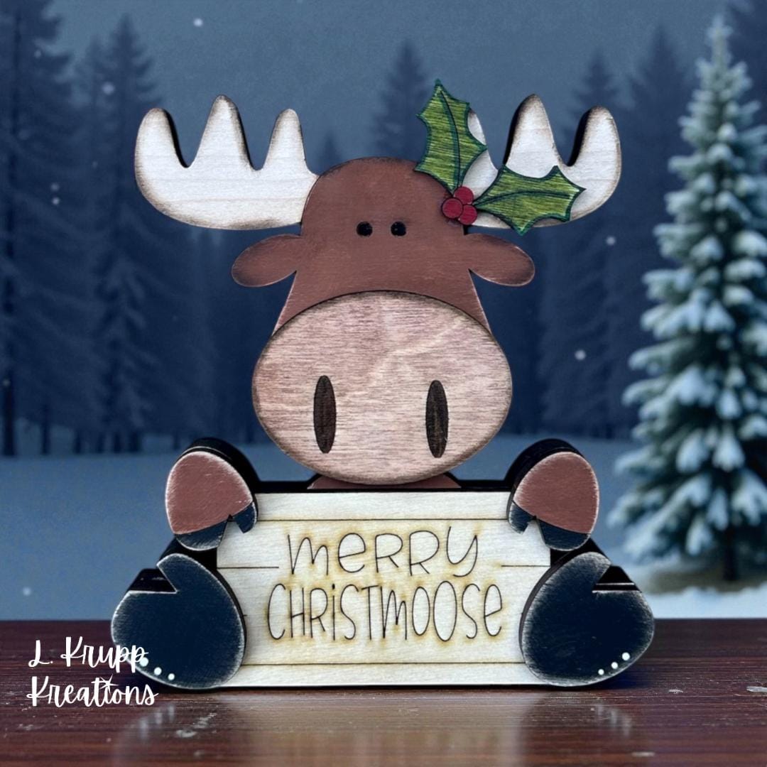 Rustic Moose Shelf Sitter - Wood Christmas Decoration