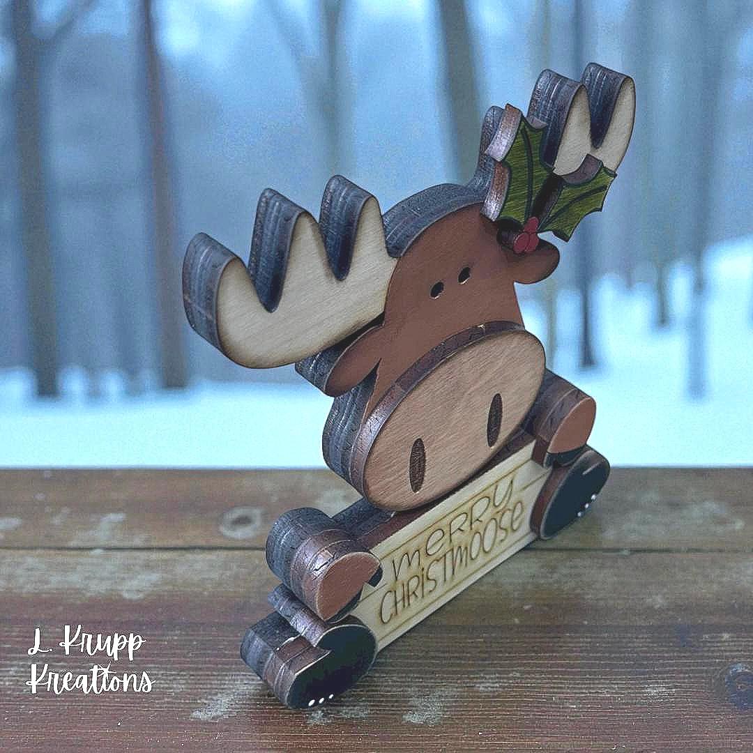 Rustic Moose Shelf Sitter - Wood Christmas Decoration