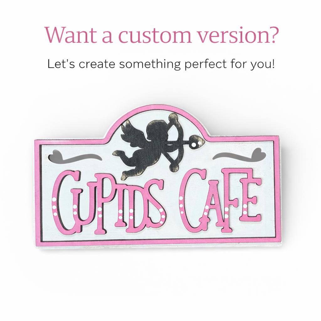 Cupids Cafe Mini Table Sign: Valentine's Day Tiered Tray Decor