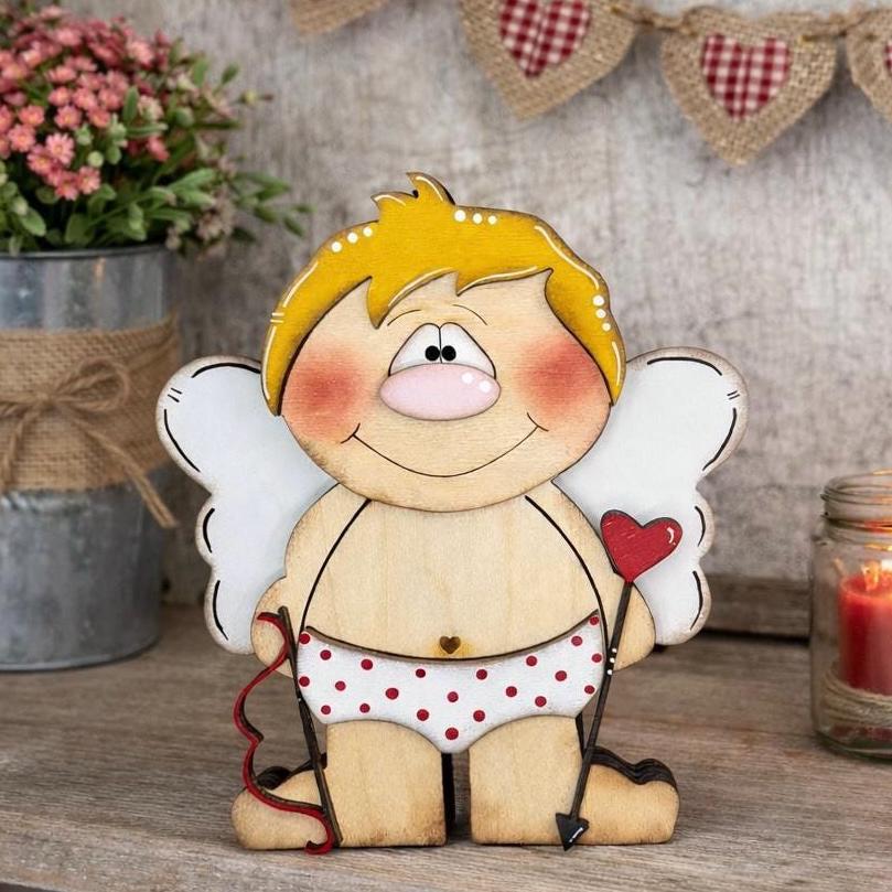 Wooden Cupid Shelf Sitter – Whimsical Valentine’s Day Decor