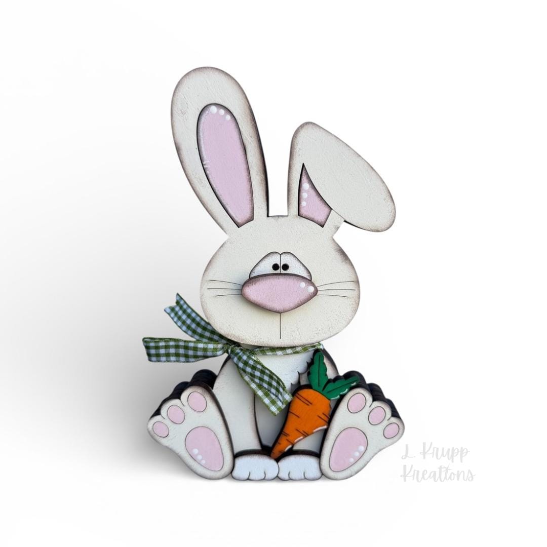 Handcrafted Wooden Bunnies Holding a Carrot - Charming Easter Accent