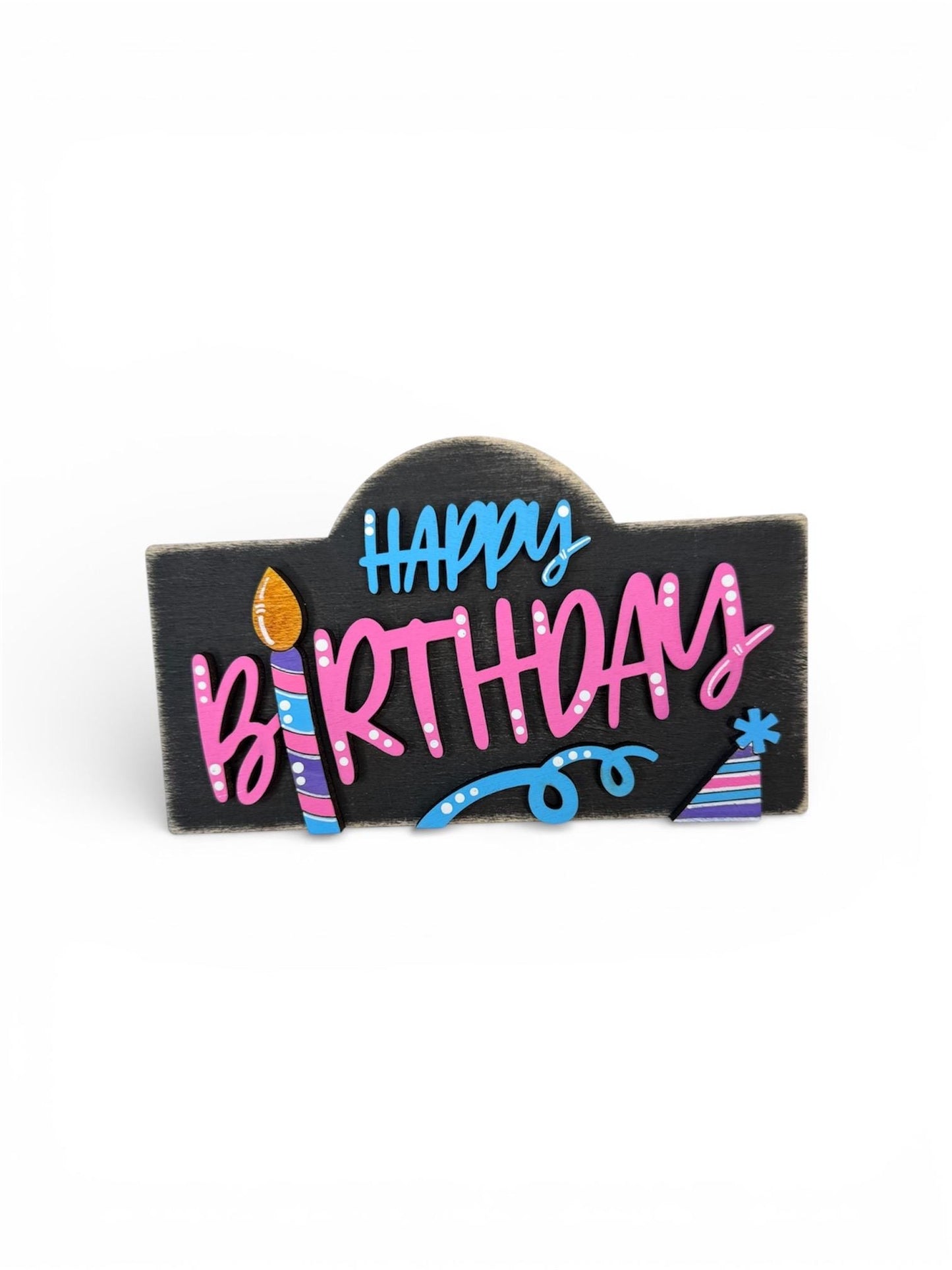 Charming Rustic Happy Birthday Wood Mini Sign - Handcrafted Table and Tiered Tray Decor