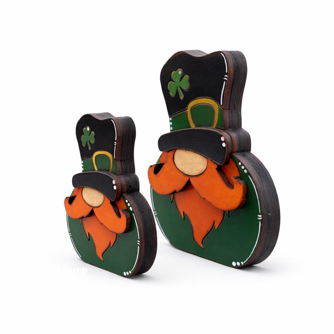 St. Patricks Day Decor Leprechaun Shelf Sitter Wooden Farmhouse Tiered Tray Accent