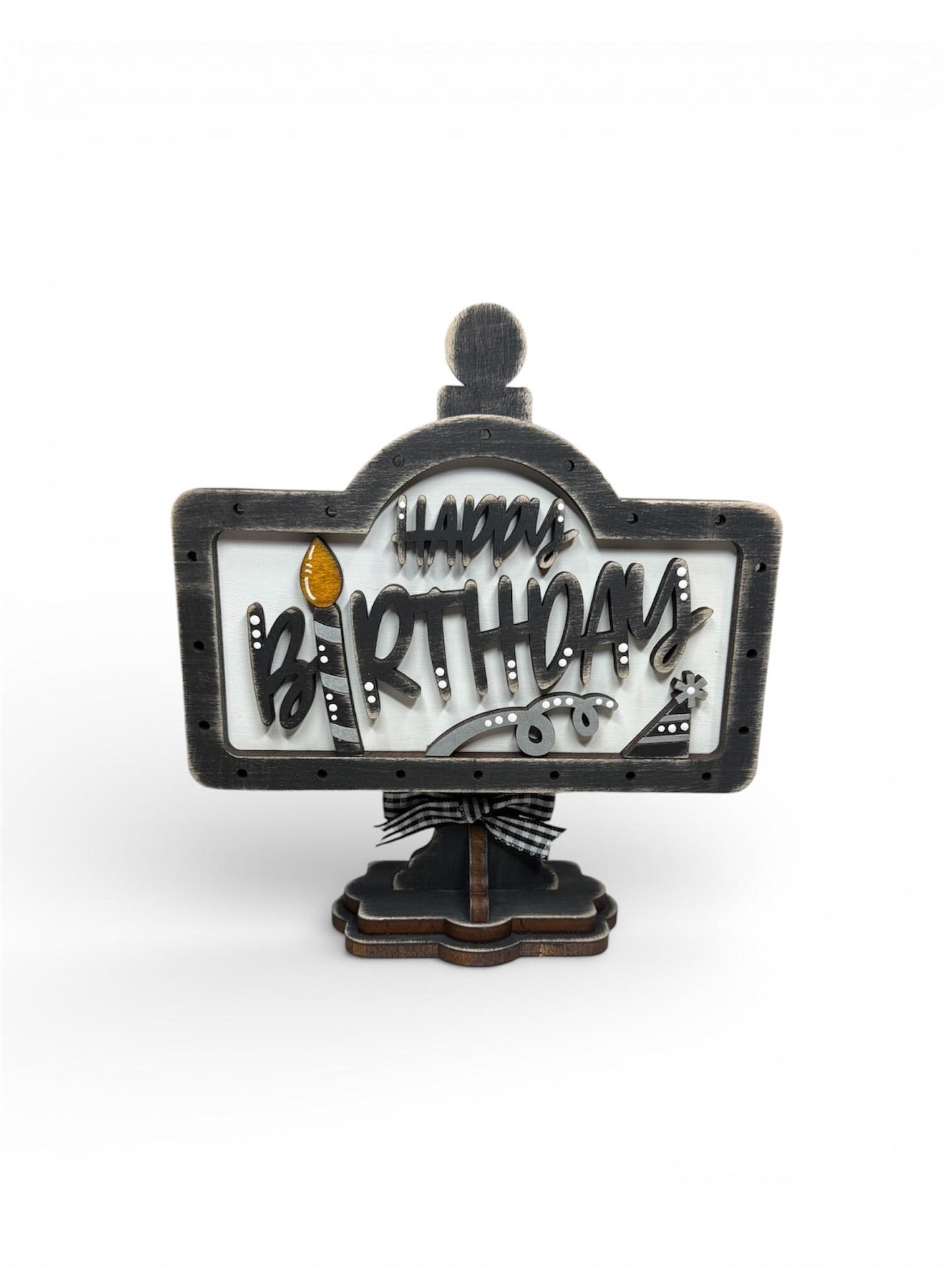 Charming Rustic Happy Birthday Wood Mini Sign - Handcrafted Table and Tiered Tray Decor