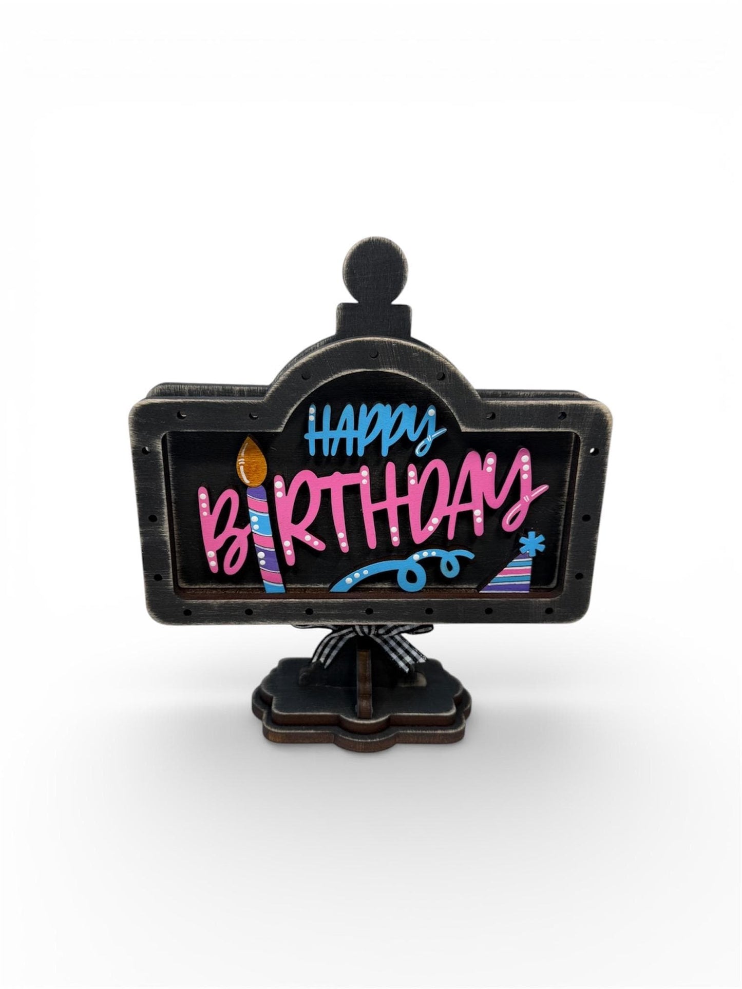 Charming Rustic Happy Birthday Wood Mini Sign - Handcrafted Table and Tiered Tray Decor