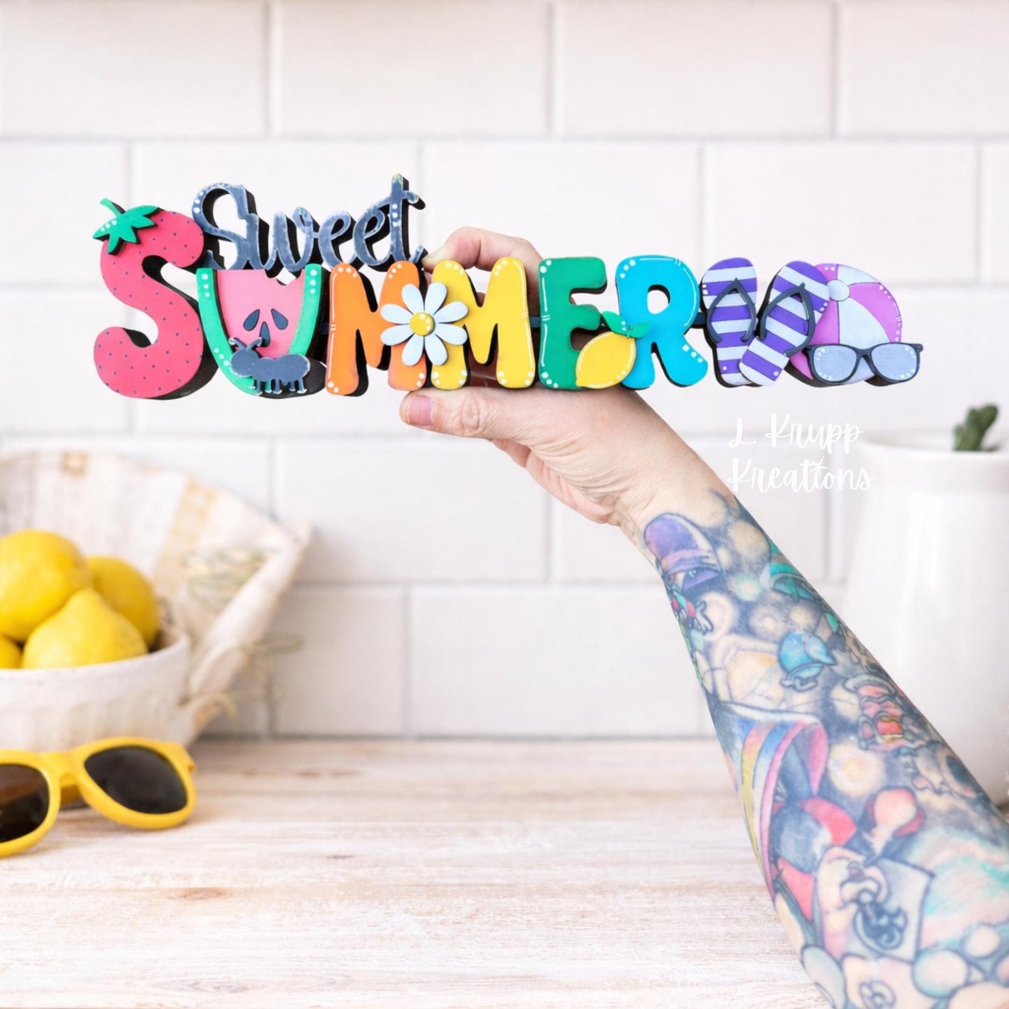 Sweet Summer Decor Shelf Sitter Handmade Wooden Farmhouse Mantel Sign