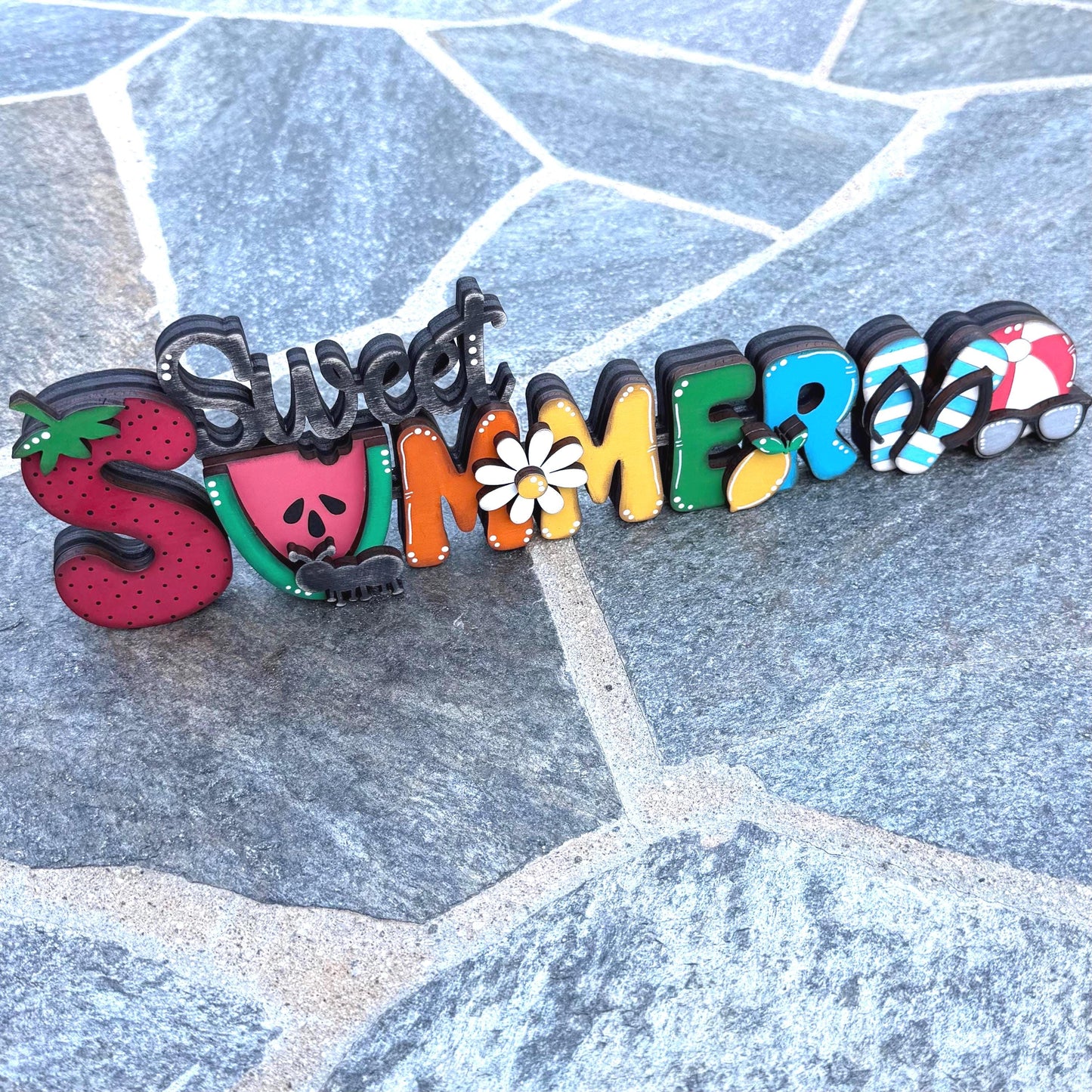 Sweet Summer Decor Shelf Sitter Handmade Wooden Farmhouse Mantel Sign