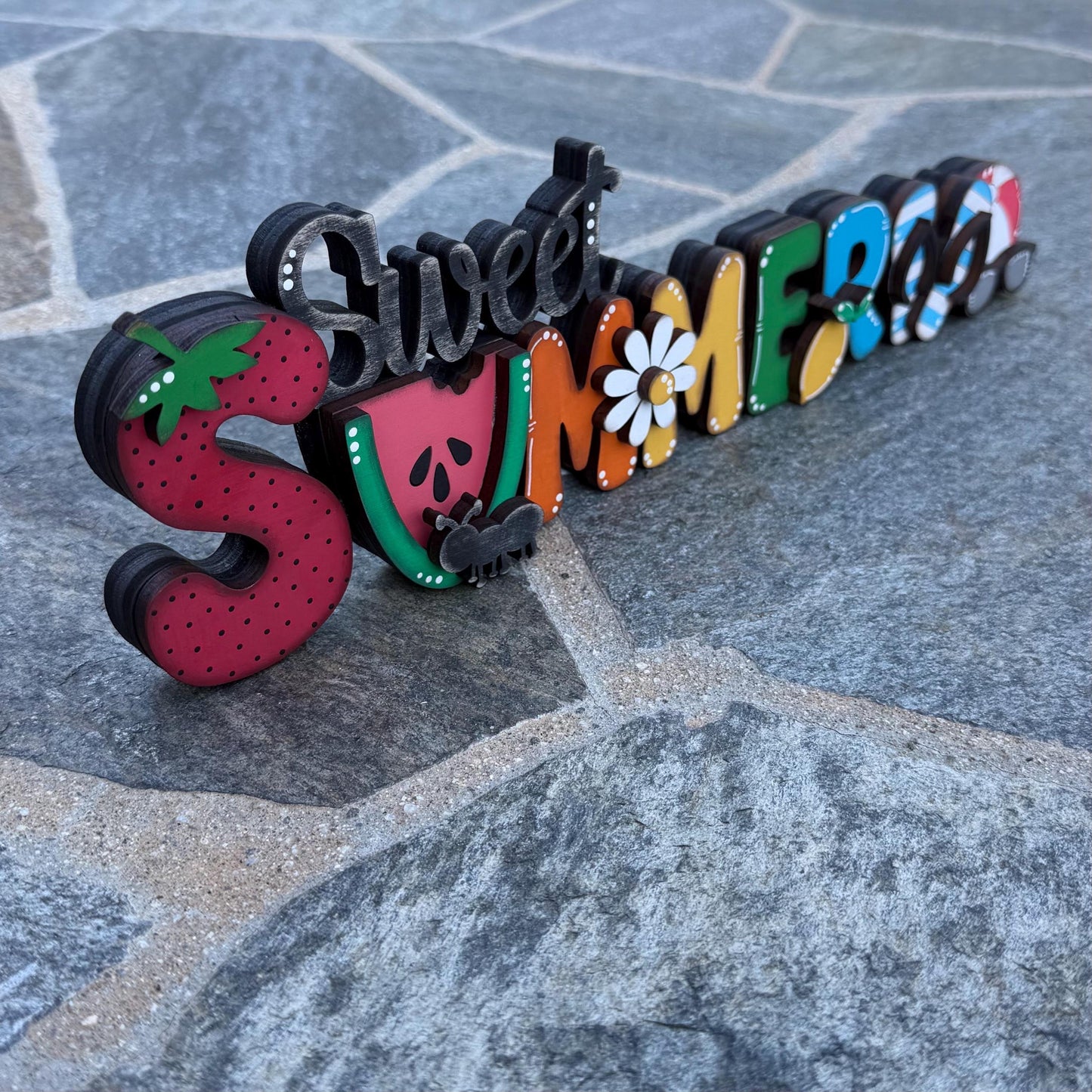 Sweet Summer Decor Shelf Sitter Handmade Wooden Farmhouse Mantel Sign