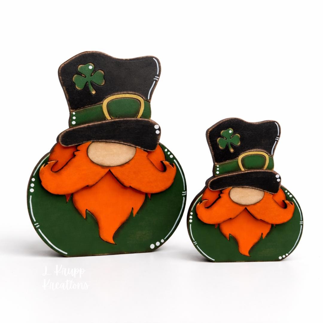 St. Patricks Day Decor Leprechaun Shelf Sitter Wooden Farmhouse Tiered Tray Accent