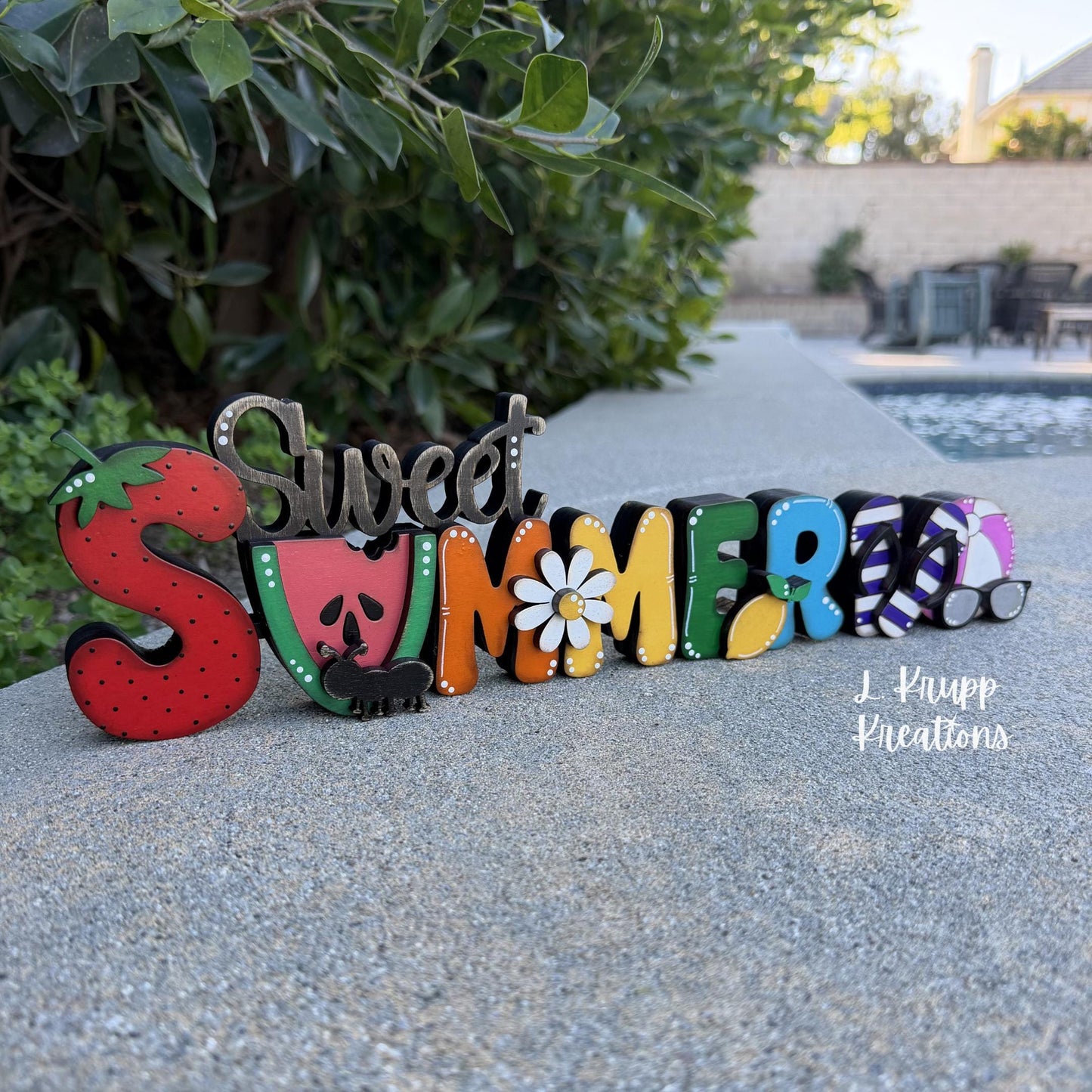 Sweet Summer Decor Shelf Sitter Handmade Wooden Farmhouse Mantel Sign