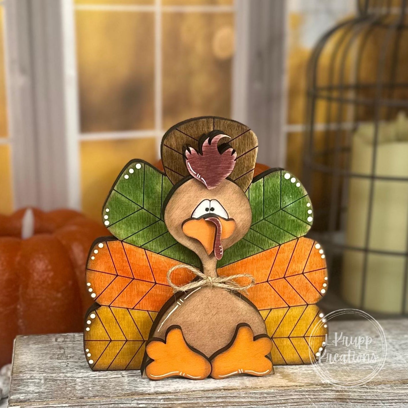 Chunky Rustic Wooden Turkey: Thanksgiving Shelf Sitter