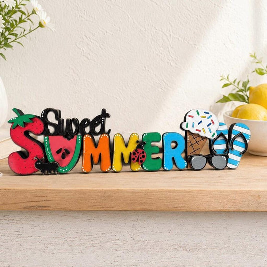 Sweet Summer Decor Shelf Sitter Handmade Wooden Farmhouse Mantel Sign
