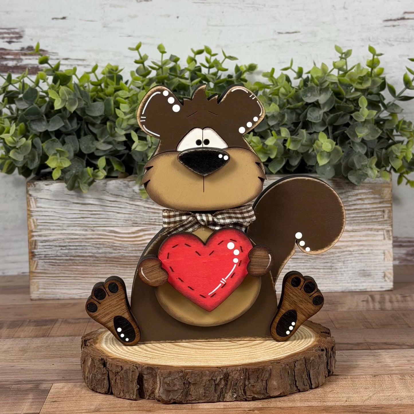 Rustic Wooden Squirrel Shelf Sitter – Handcrafted Woodland Decor