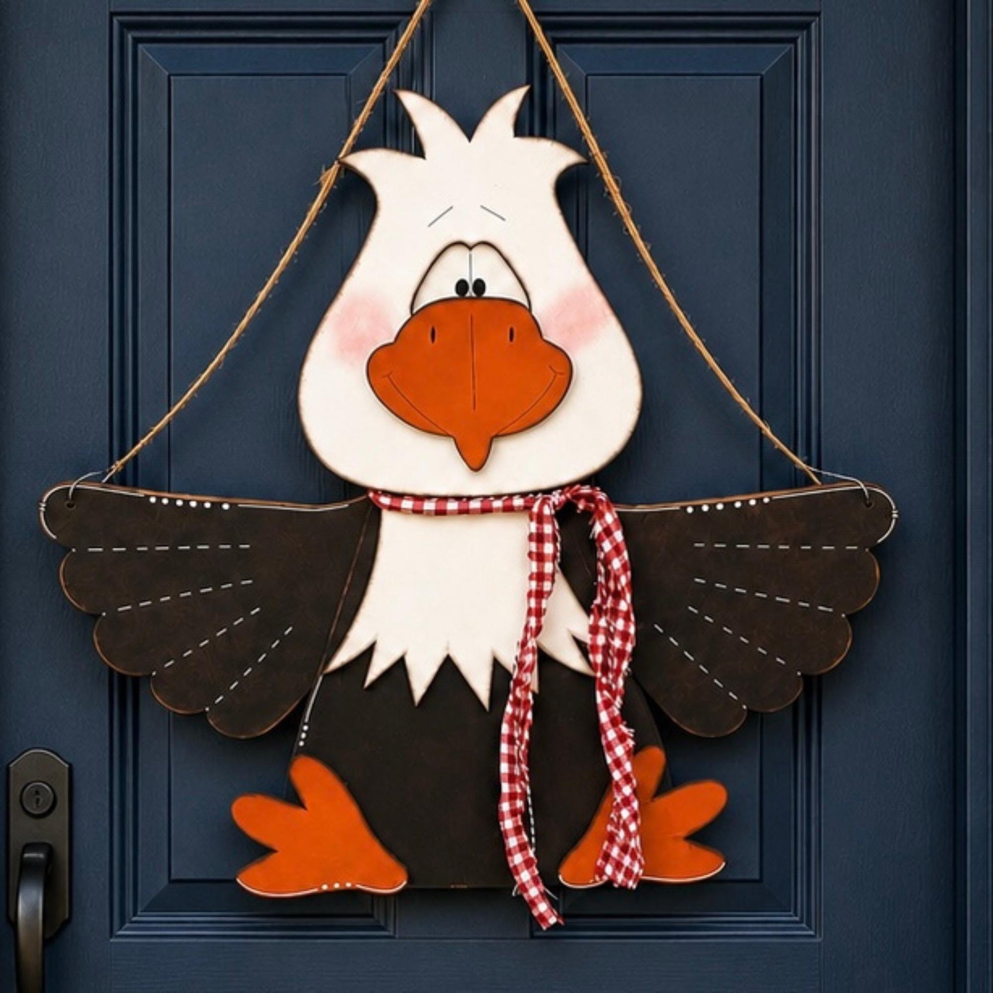 Rustic Americana Wooden Eagle Door Hanger, Patriotic Door Decor