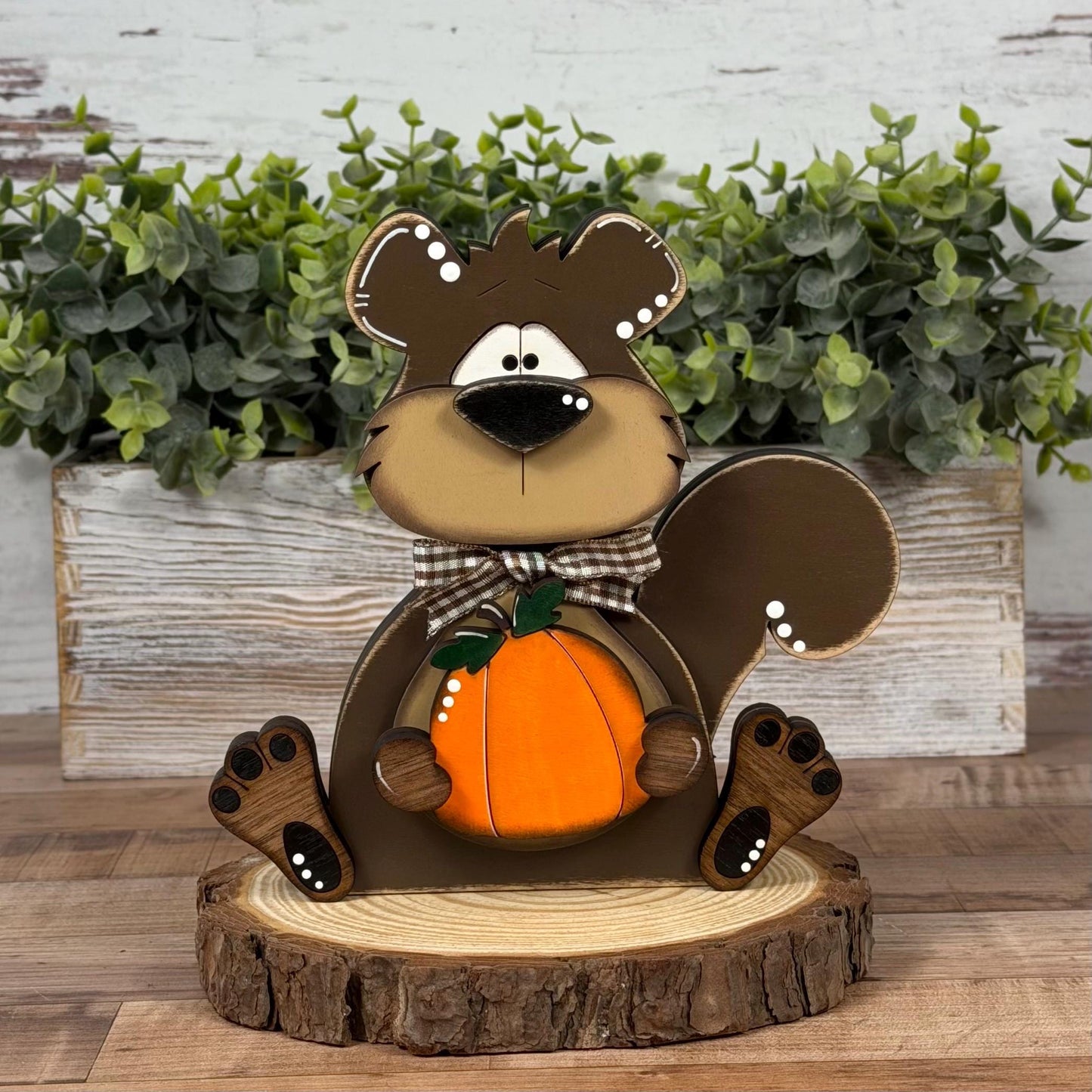 Rustic Wooden Squirrel Shelf Sitter – Handcrafted Woodland Decor