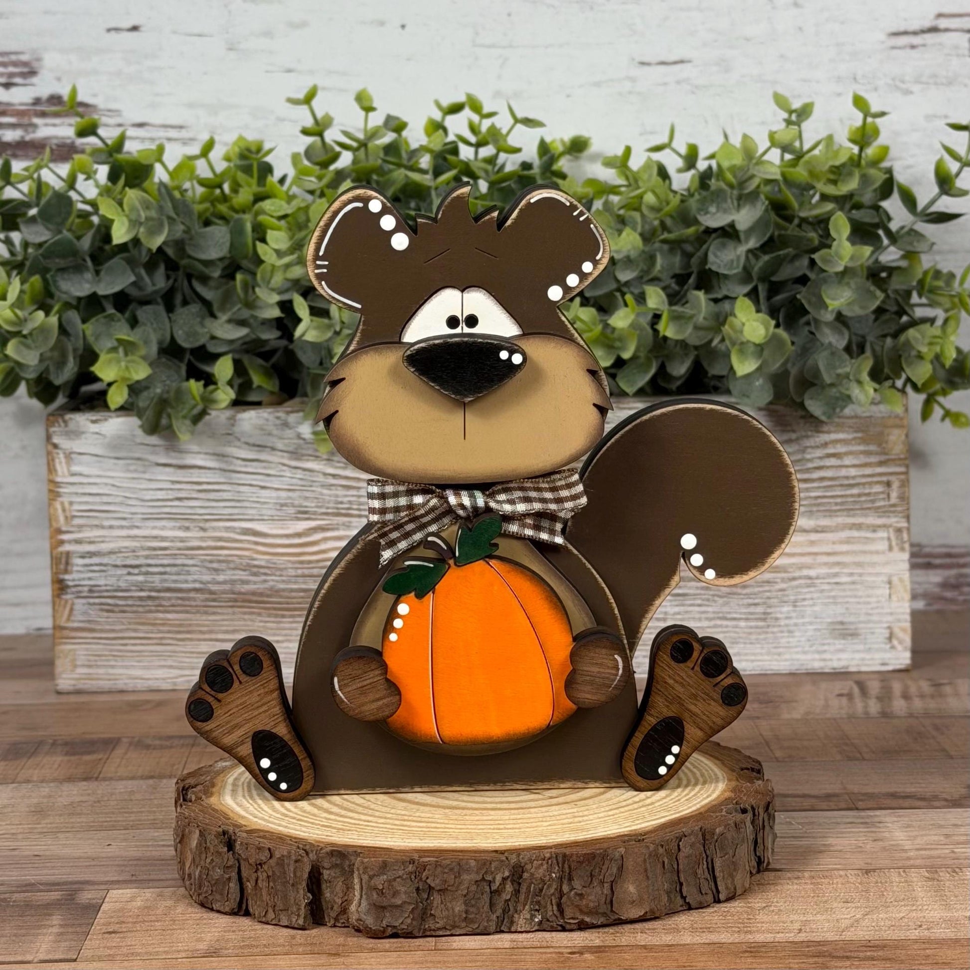 Rustic Wooden Squirrel Shelf Sitter – Handcrafted Woodland Decor