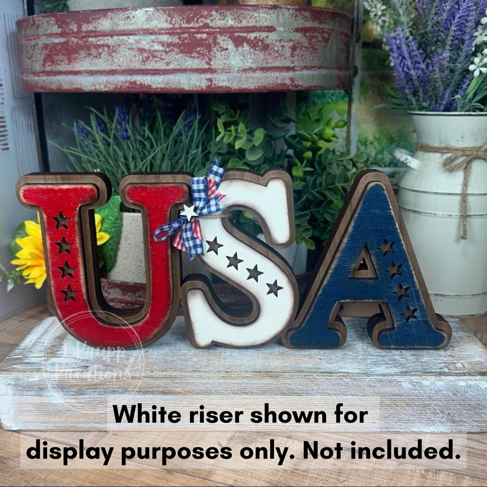 Handcrafted USA Rustic Wooden Chunky Shelf Sitter - Vintage Americana Accent
