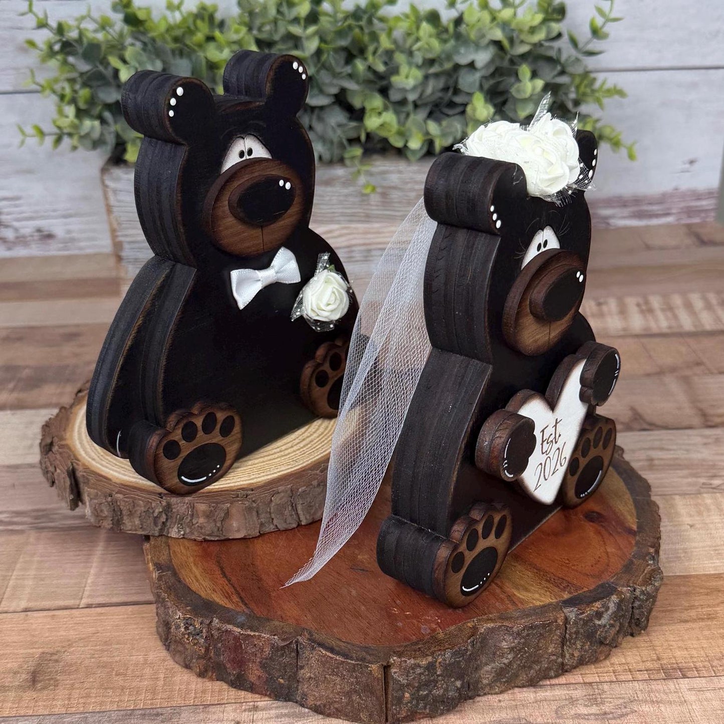 Personalized Bear Wedding Gift, Bride & Groom Bears, Rustic Woodland Wedding Decor