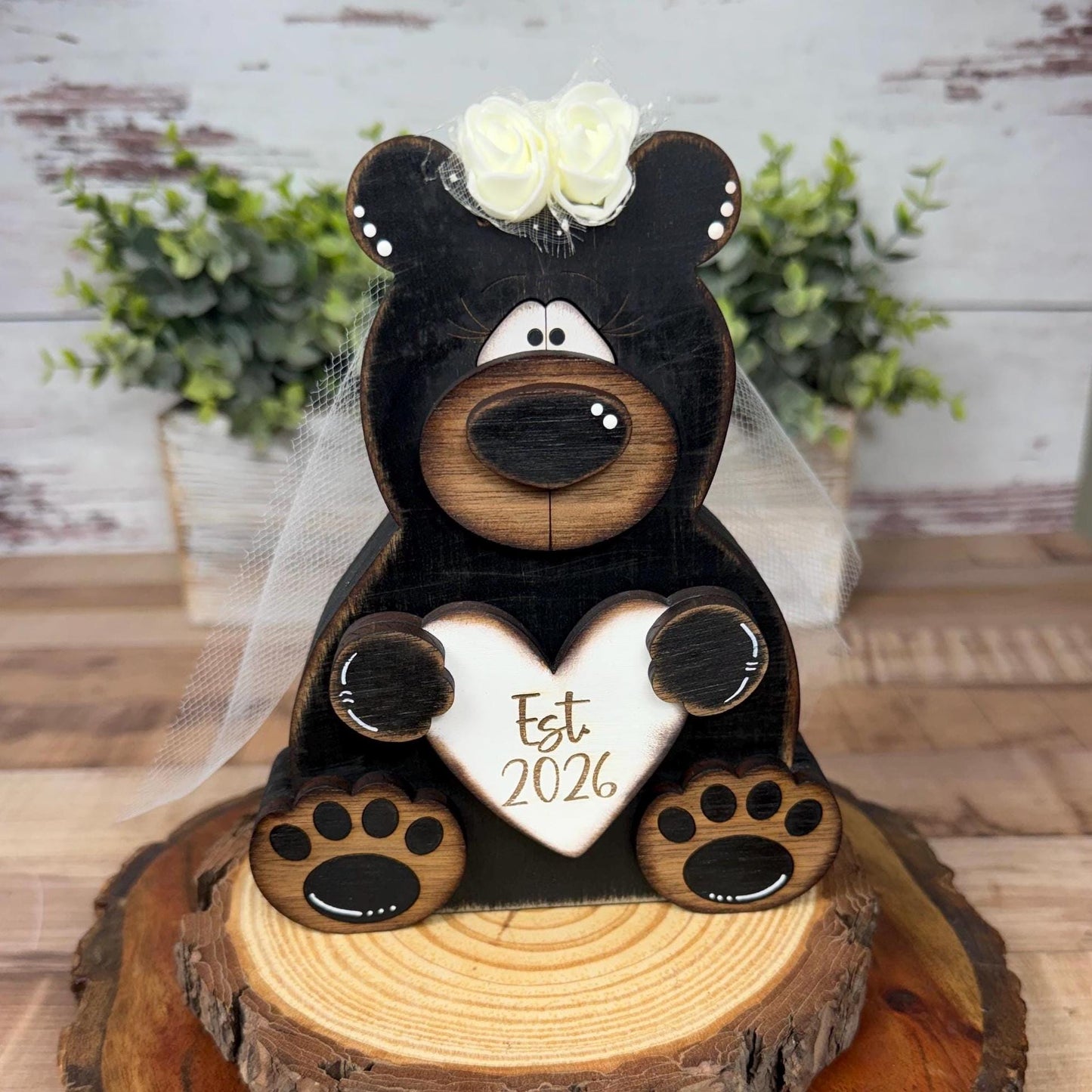 Personalized Bear Wedding Gift, Bride & Groom Bears, Rustic Woodland Wedding Decor
