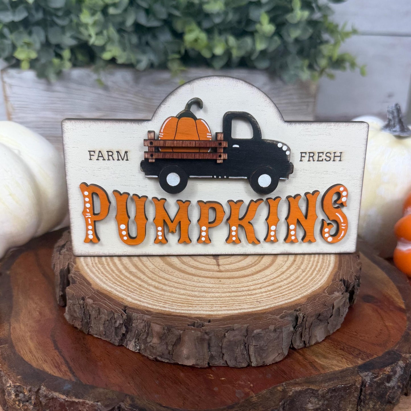 Farmhouse Pumpkin Mini Interchangeable Sign - Rustic Fall Tiered Tray Decor