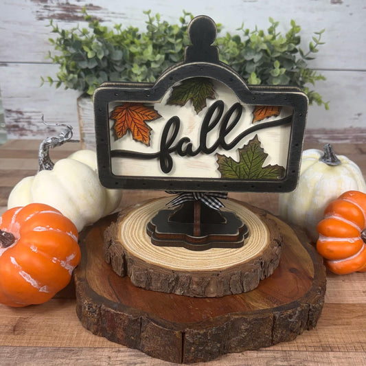 Farmhouse Fall Mini Interchangeable Sign - Rustic Fall Tiered Tray Decor