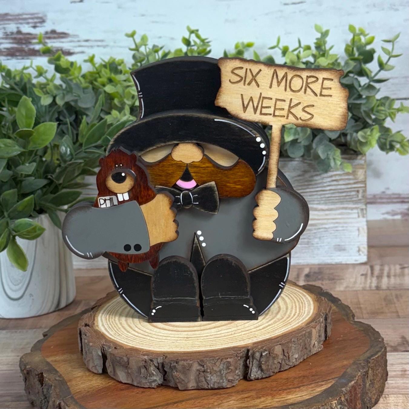 Interchangeable Groundhog Day Decor Shelf Sitter