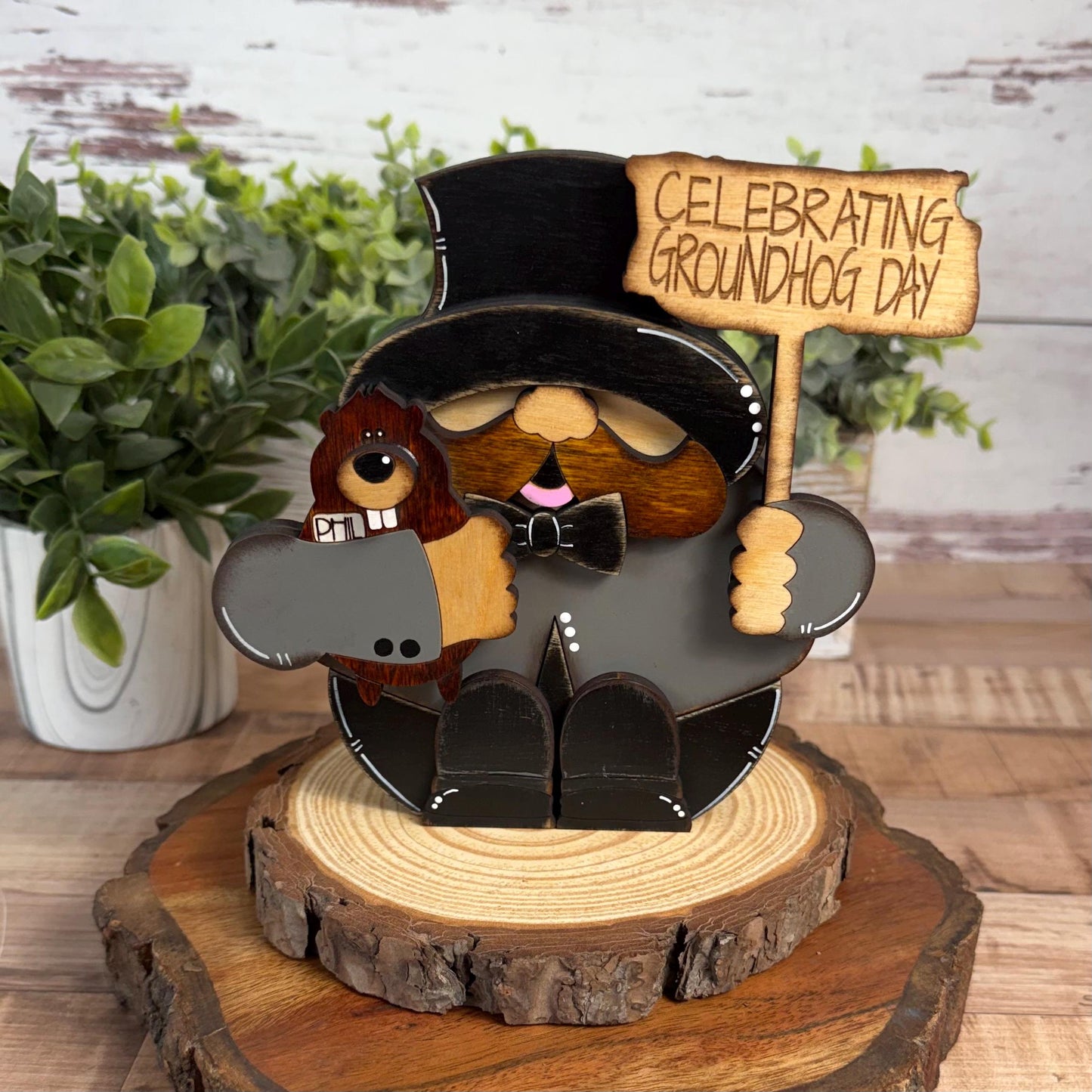 Interchangeable Groundhog Day Decor Shelf Sitter