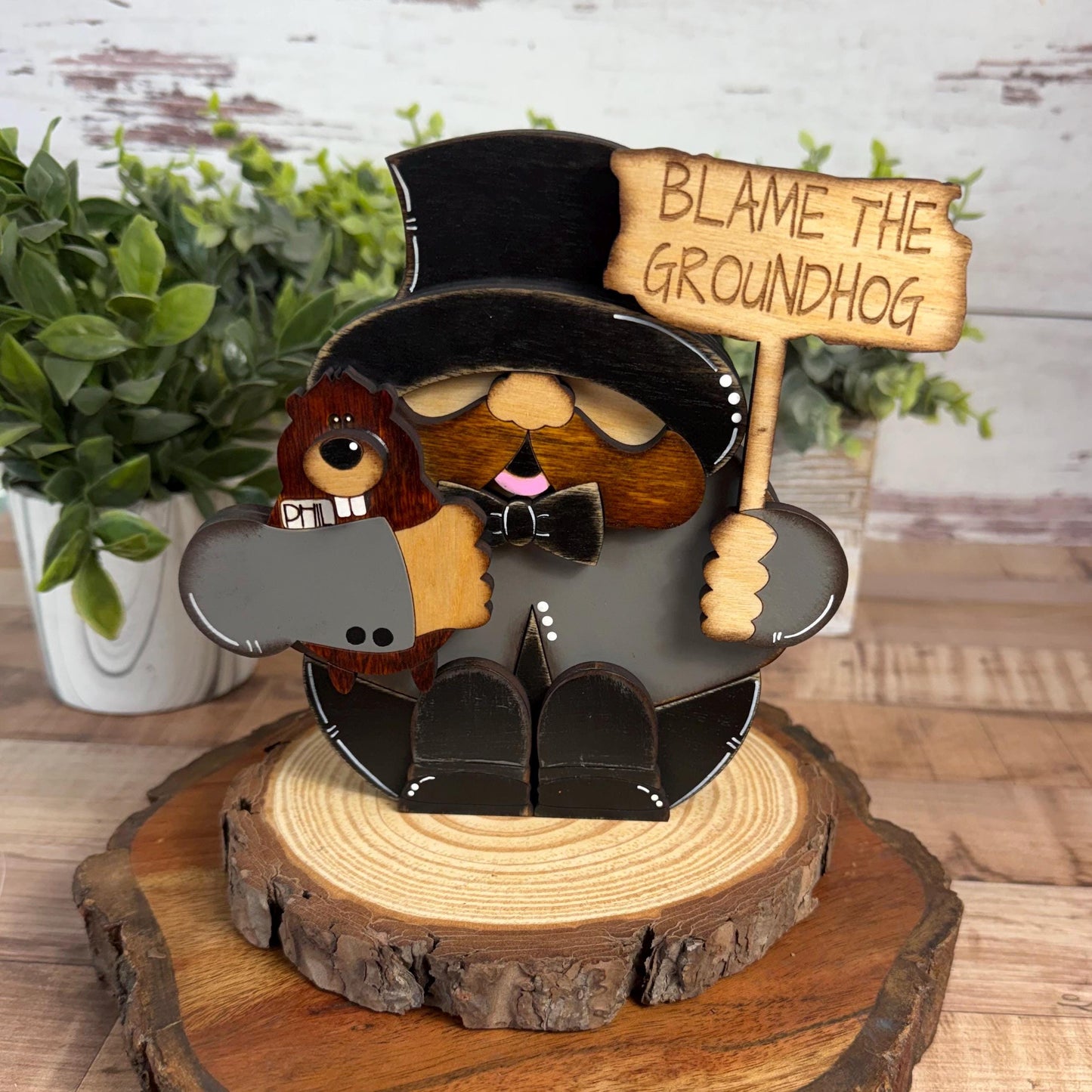 Interchangeable Groundhog Day Decor Shelf Sitter