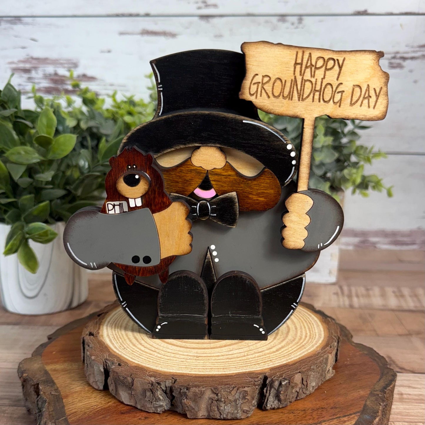 Interchangeable Groundhog Day Decor Shelf Sitter