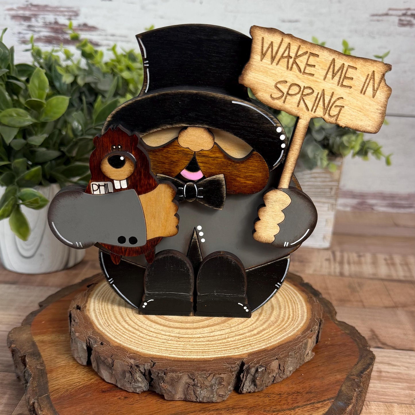 Interchangeable Groundhog Day Decor Shelf Sitter