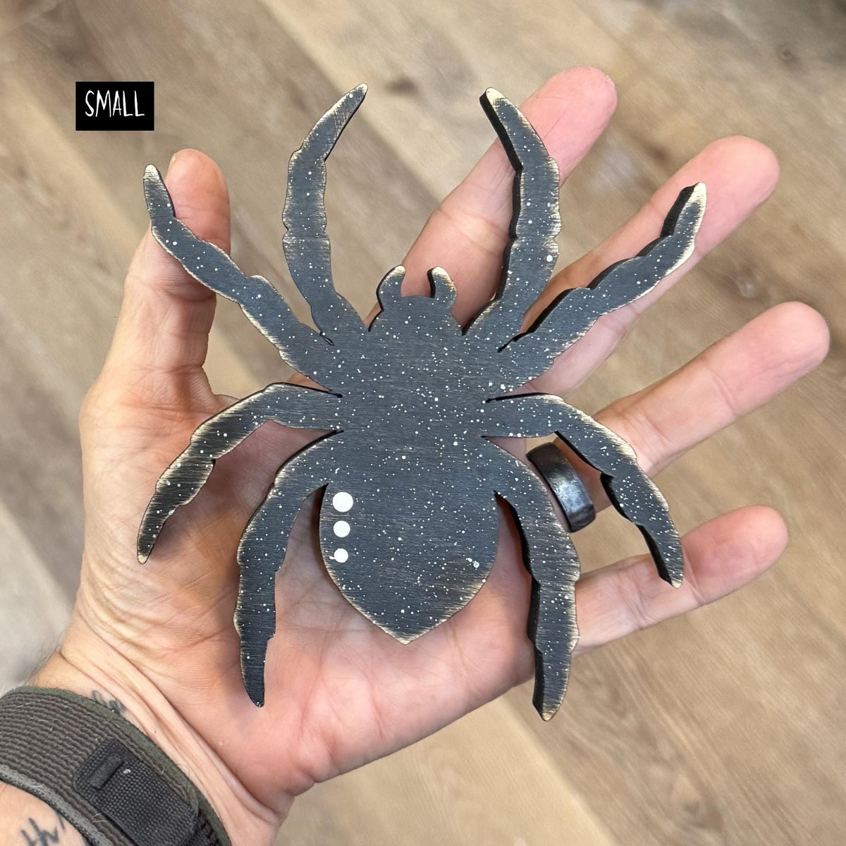 Wooden Spider Shelf Sitter Set | Hand Painted Halloween Decor | Rustic Farmhouse Spiders