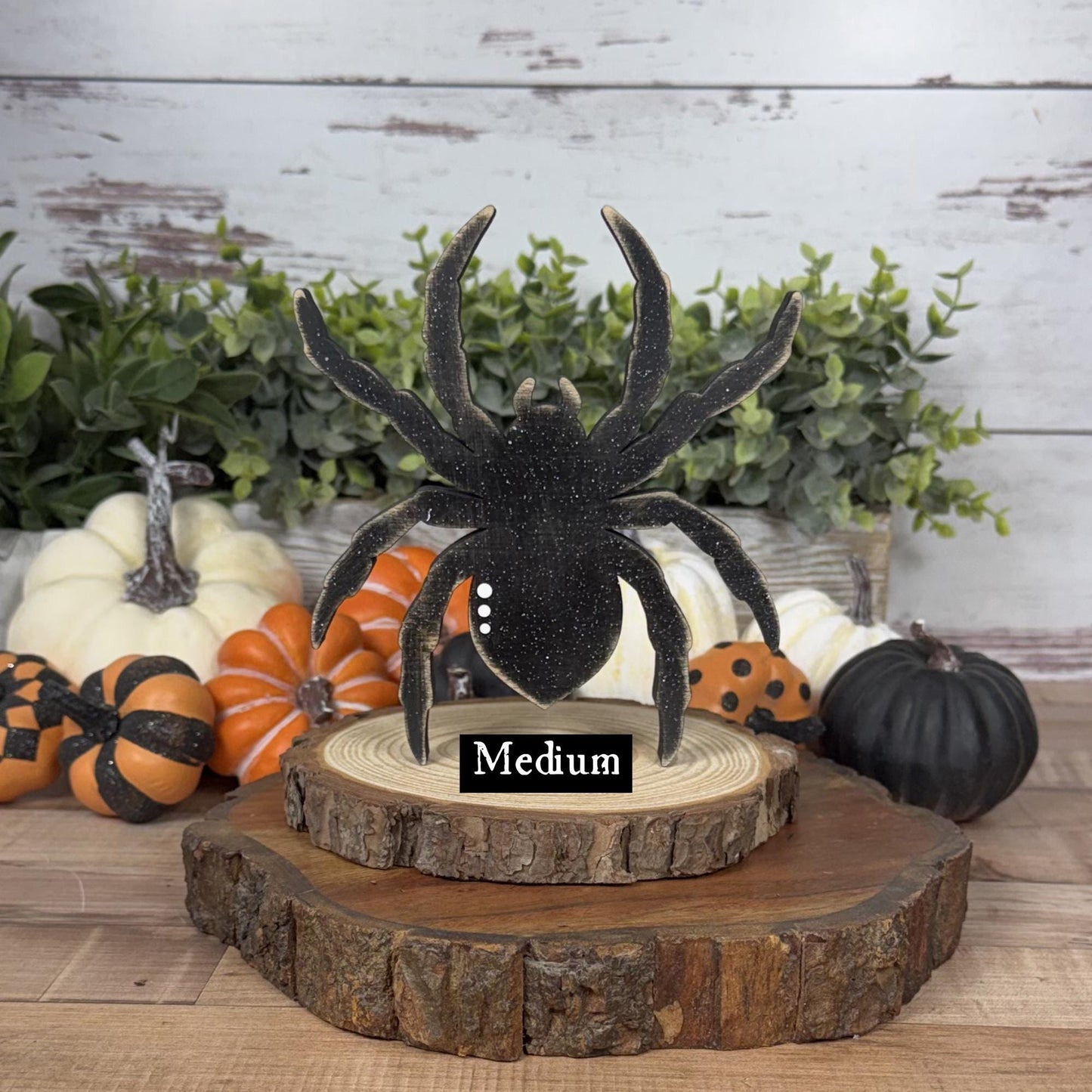 Wooden Spider Shelf Sitter Set | Hand Painted Halloween Decor | Rustic Farmhouse Spiders