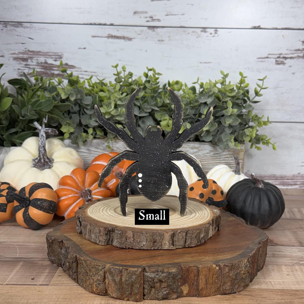 Wooden Spider Shelf Sitter Set | Hand Painted Halloween Decor | Rustic Farmhouse Spiders