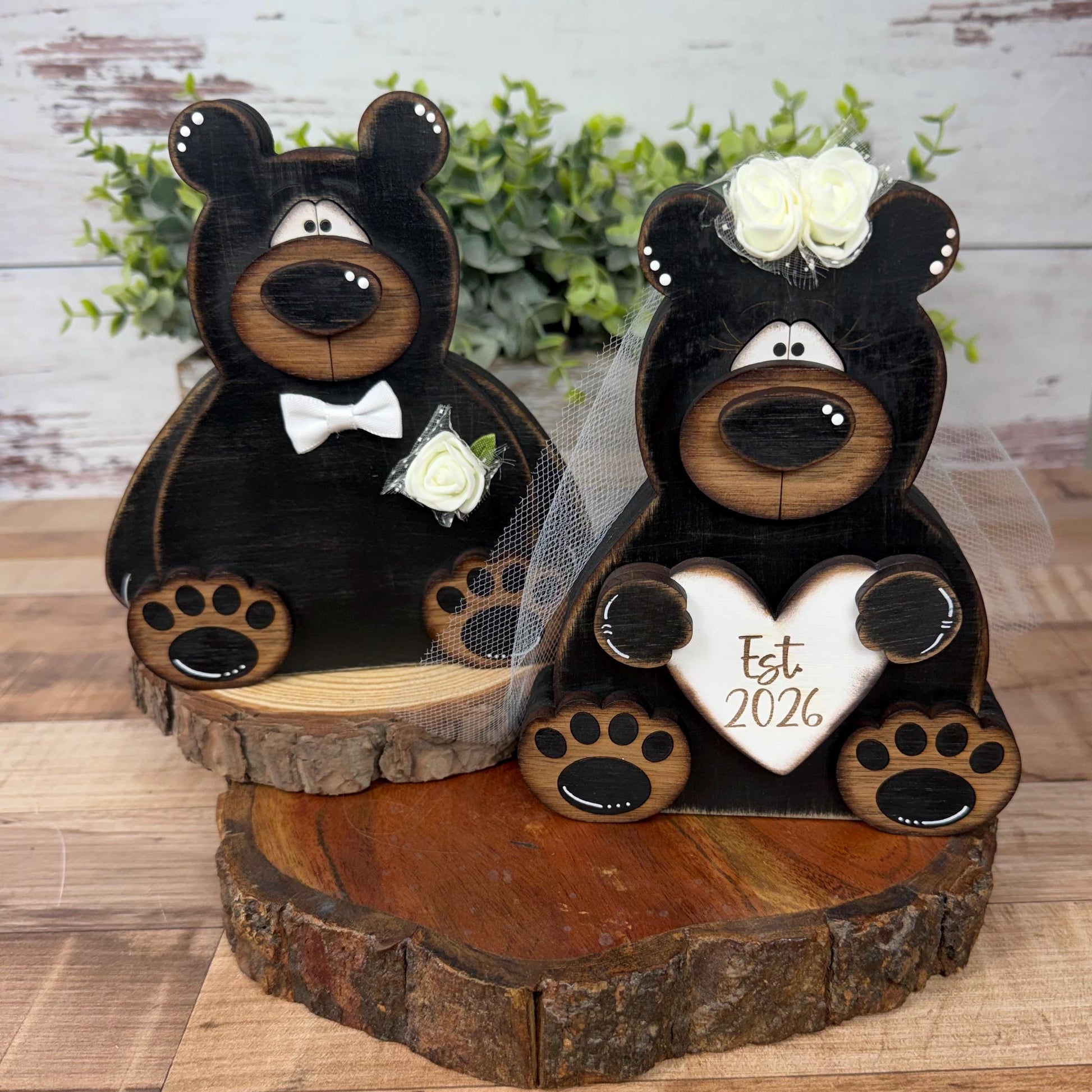 Personalized Bear Wedding Gift, Bride & Groom Bears, Rustic Woodland Wedding Decor